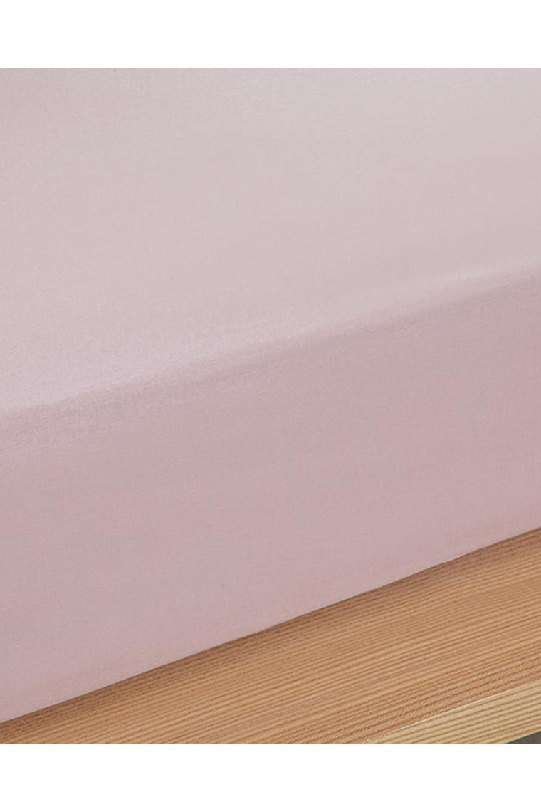 Düz Pamuklu Ara Ebat Lastikli Çarşaf Toz Pembe