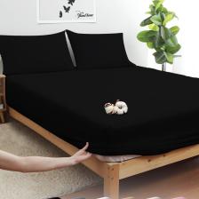 Vionel Home Siyah Pamuklu Ranforce Çift Kişilik Lastikli Çarşaf + 2 Yastık Kılıfı 160 x 200