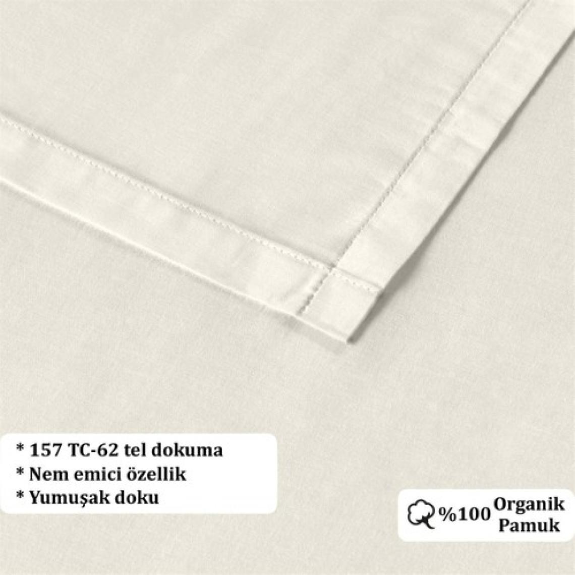 Evim Organik Pamuk Akfil Düz Çarşaf Seti Çift Kişilik 240X260 cm Kırık Beyaz