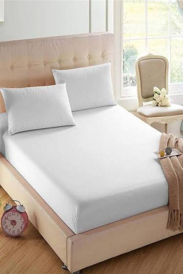 Lady Moda Tek Kişilik %100 Pamuklu Penye Lastikli Çarşaf | Beyaz