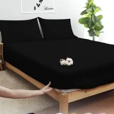 Vionel Home Siyah Pamuklu Ranforce Tek Kişilik Lastikli Çarşaf + 1 Yastık Kılıfı 100 x 200