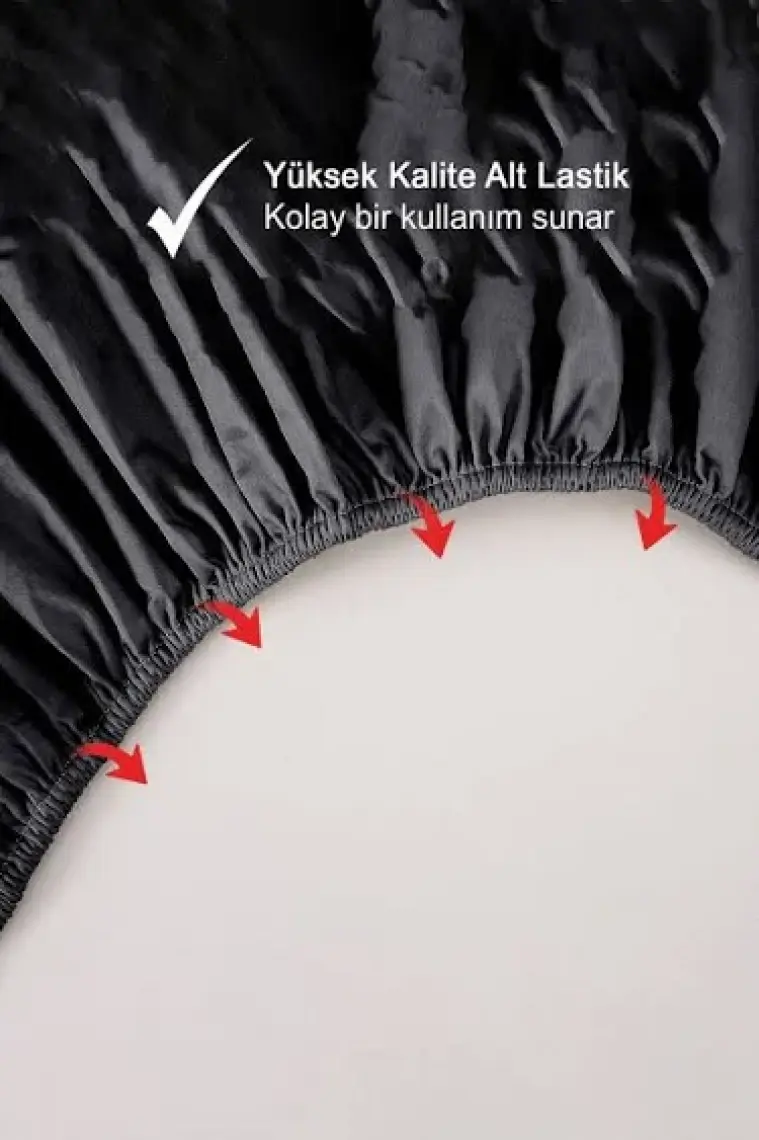 Vionel Home Siyah Pamuklu Ranforce Tek Kişilik Lastikli Çarşaf + 1 Yastık Kılıfı 100 x 200