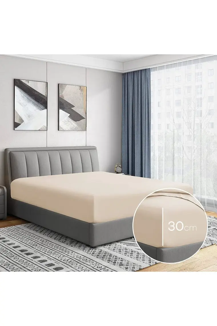 Soley | Jersey | %100 Doğal Pamuklu Çift Kişilik 160 x 200 Lastikli Çarşaf