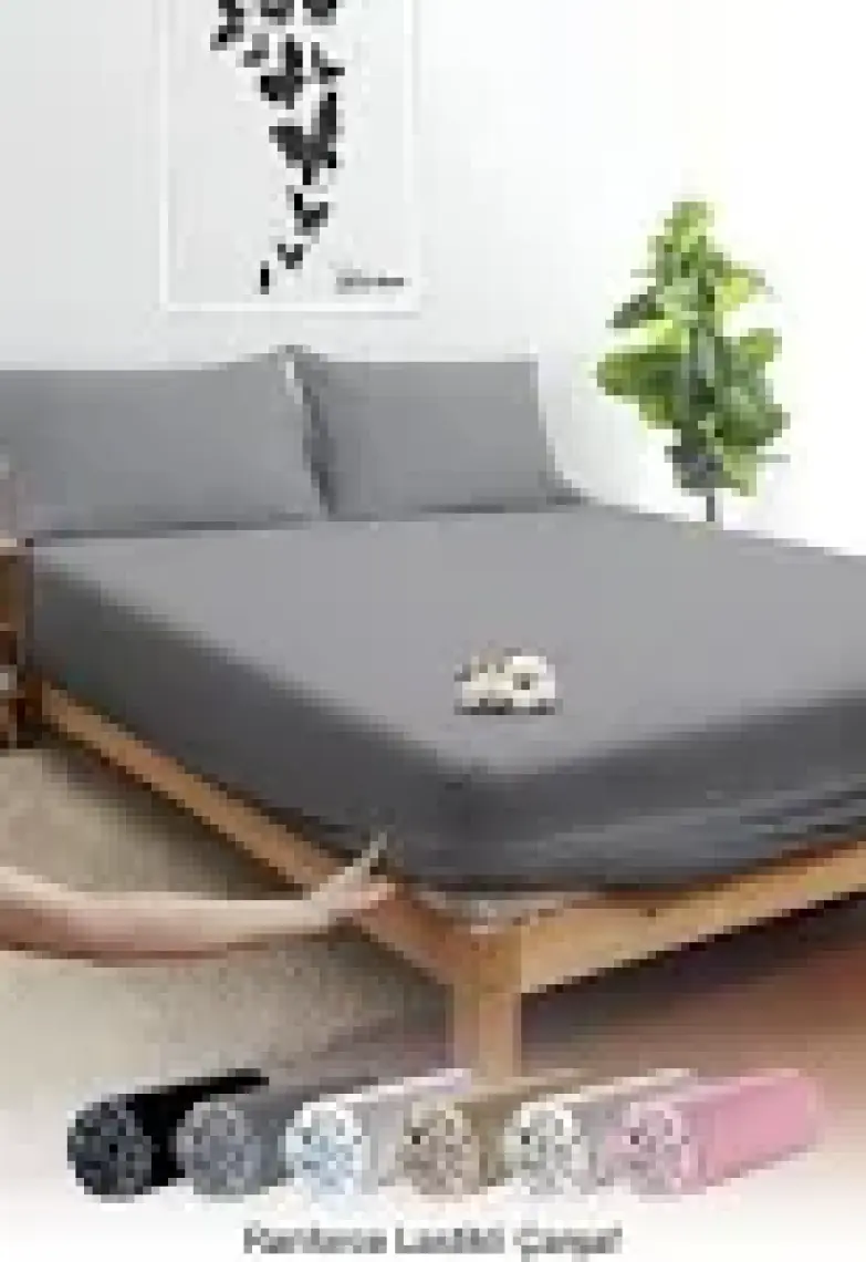 Vionel Home Gri Pamuklu Ranforce Tek Kişilik Lastikli Çarşaf + 1 Yastık Kılıfı 100 x 200