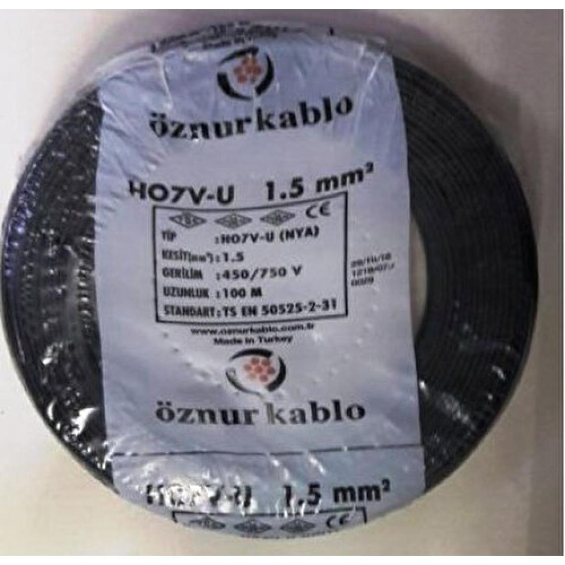 Öznur 1,5 Mm Nya Kablo Tek Damar Siyah 100 Metre