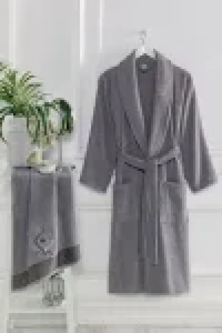 Mira Home Erkek Havlulu Banyo Bornoz Takımı 100 Pamuklu Bornoz