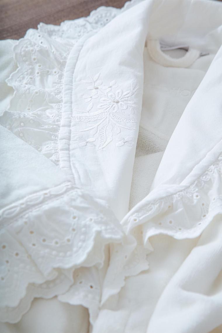Ecocotton Elsa Aile Bornoz Seti  Organik Pamuk Nakışlı Krem/krem - M/l