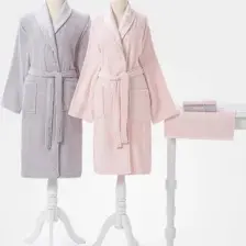 Özdilek Camellia Gri Pembe Bornoz Seti 3400