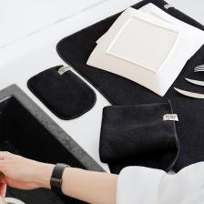 Hamur Microwell 3 Prç Microfiber Bulaşık Kurutma Matı Mutfak Seti 3'lü Siyah-Gri