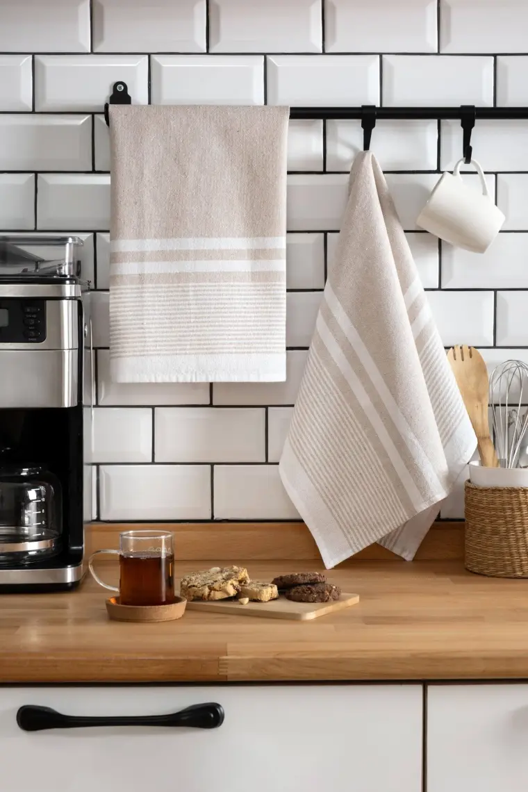 Vionel Home 2'li Mutfak Kurulama Bezi,  Pamuk Yüksek Su Emici, Beslenme Örtüsü, Çok Amaçlı Servis Peçetesi 45 x 60 cm