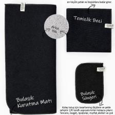 Hamur Microwell 3 Prç Microfiber Bulaşık Kurutma Matı Mutfak Seti 3'lü Siyah-Gri