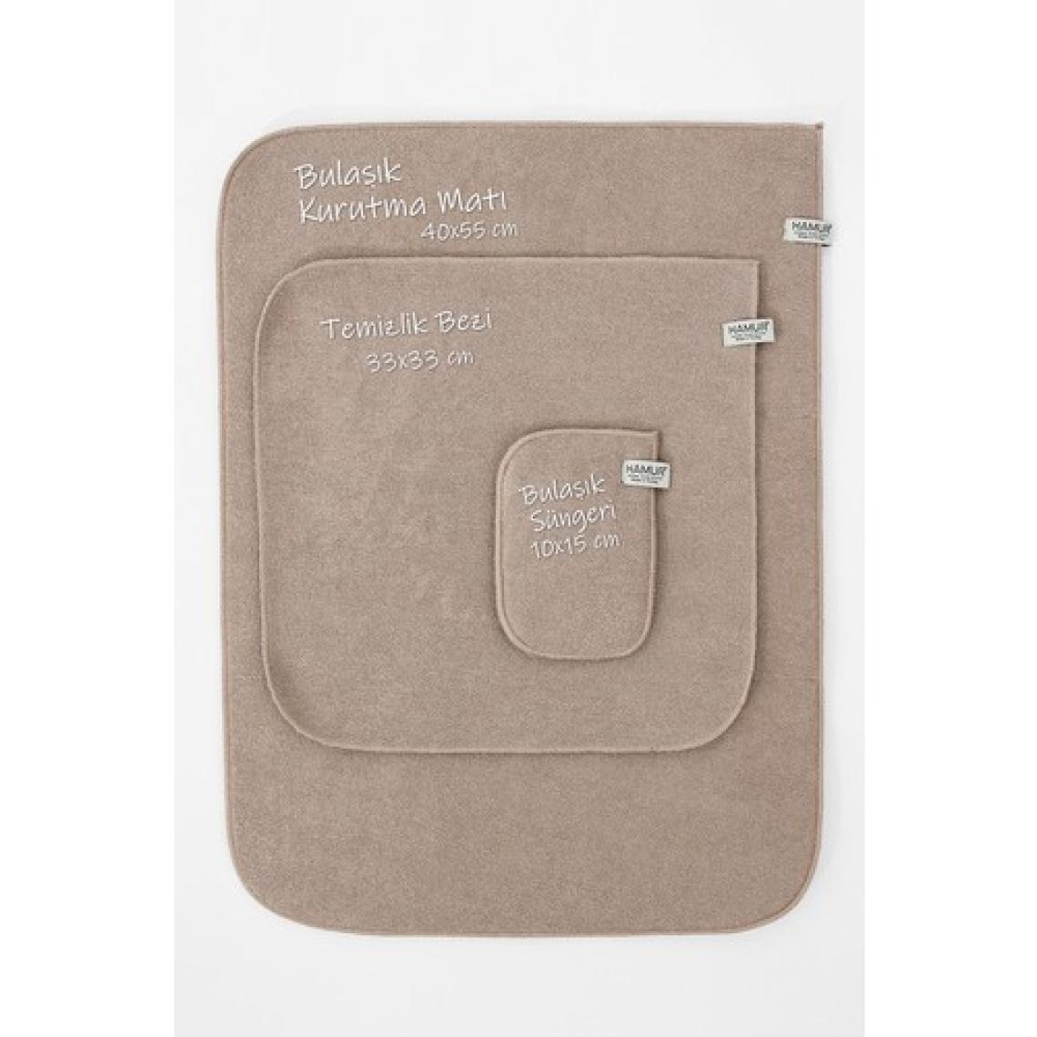 Hamur Microwell 3 Prç Microfiber Bulaşık Kurutma Matı Mutfak Seti 3'lü Bej-Gri