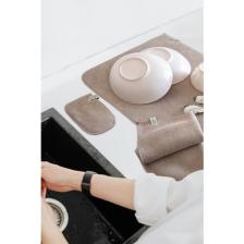 Hamur Microwell 3 Prç Microfiber Bulaşık Kurutma Matı Mutfak Seti 3'lü Bej-Gri