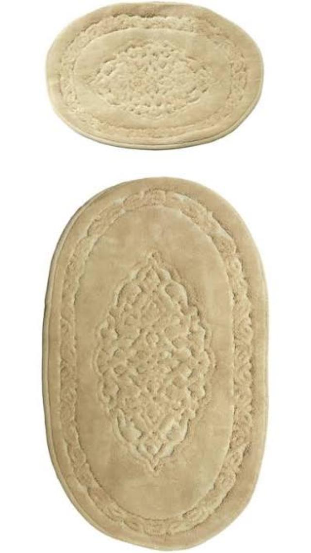 Alanur Home Damaks Oval Cotton 2'li Paspas Cappuccino