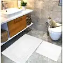 Cotton Crafty %100 Pamuk Dokuma Banyo Paspas Seti, Banyo Halısı Vera 60X100 - 60X50