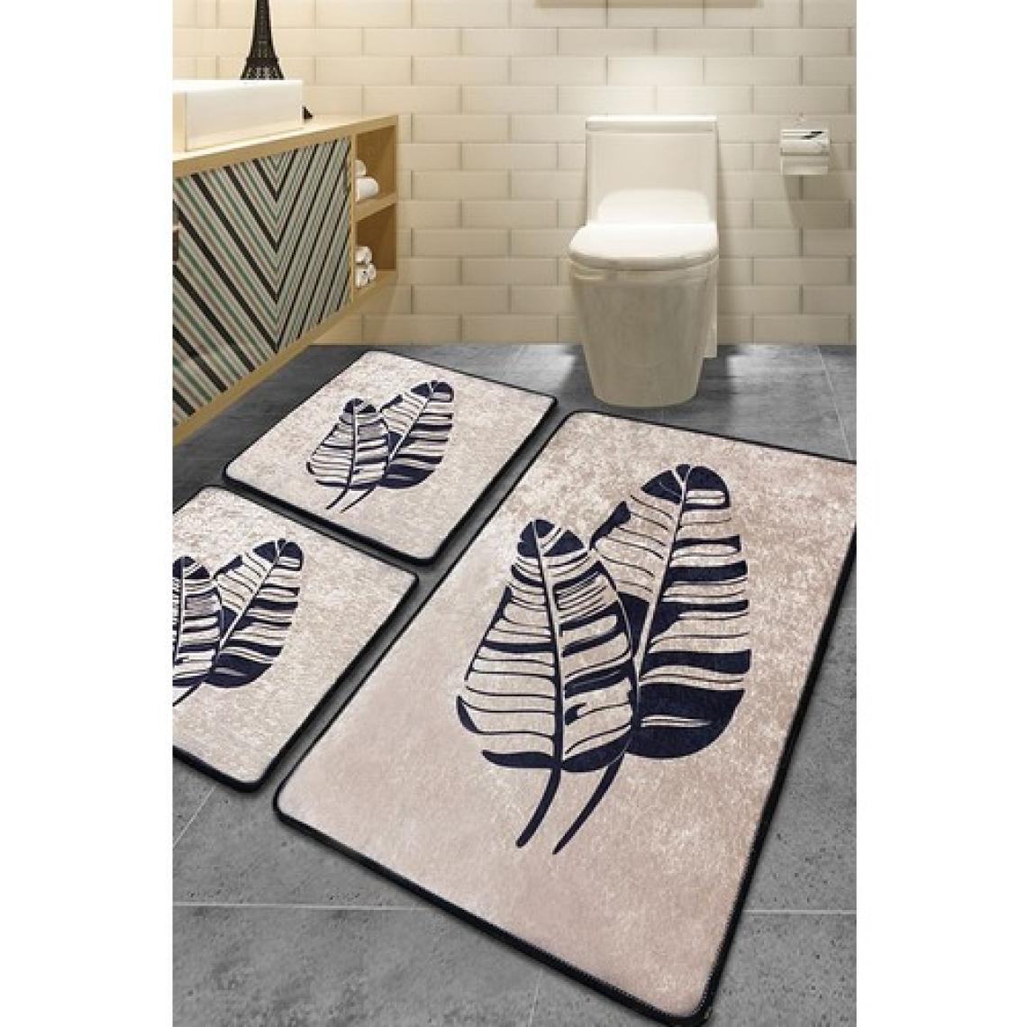 Chilai Home Lipha Bej 3 Lü Set Banyo Halısı Djt
