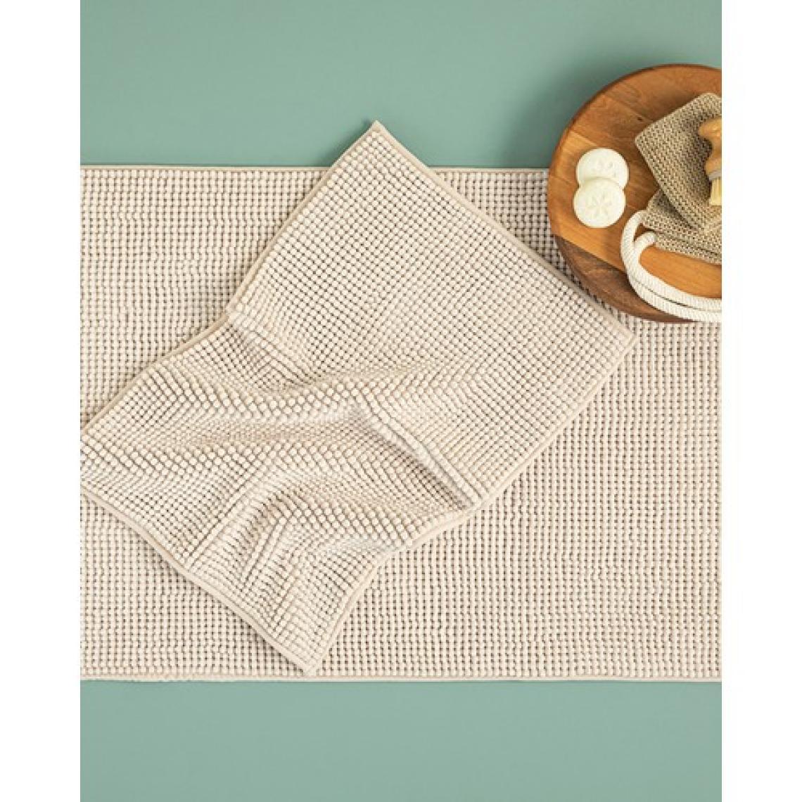 English Home Paige Polyester Makarna Banyo Paspası Seti 60 x 90 + 40 x 60 cm Bej