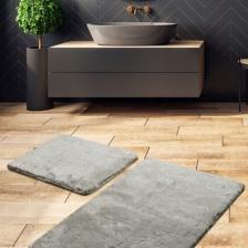 Sarar Post Peluş Banyo Paspas Takımı 2'li  Küçük Boy Jel Kaymaz Taban Klozet Takımı Gri  80X50 - 50X 40