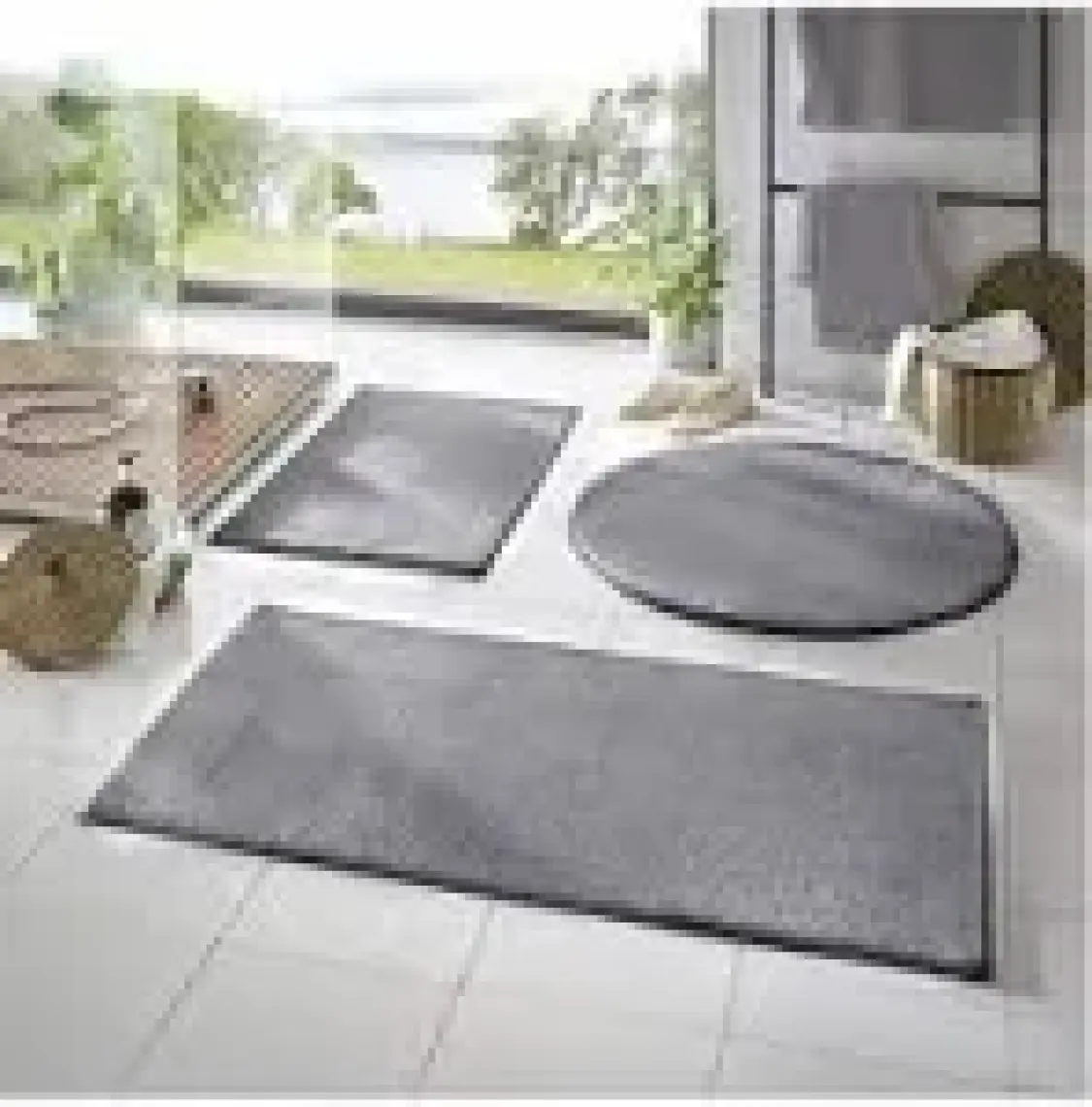 Sarar Post Peluş Banyo Paspas Takımı 3'lü Jel Kaymaz Taban Klozet Takımı Gri