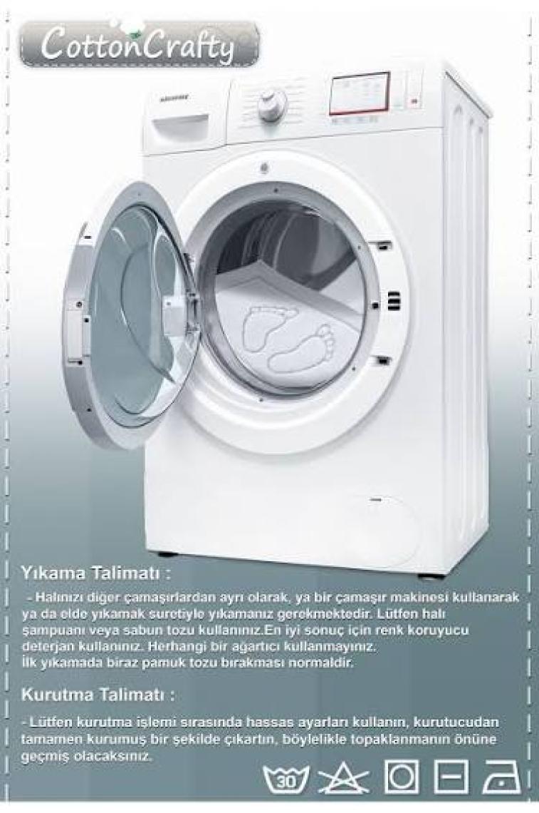 Cotton Crafty %100 Pamuk Dokuma Banyo Paspas Seti, Banyo Halısı Çiçek 60X100 - 60X50