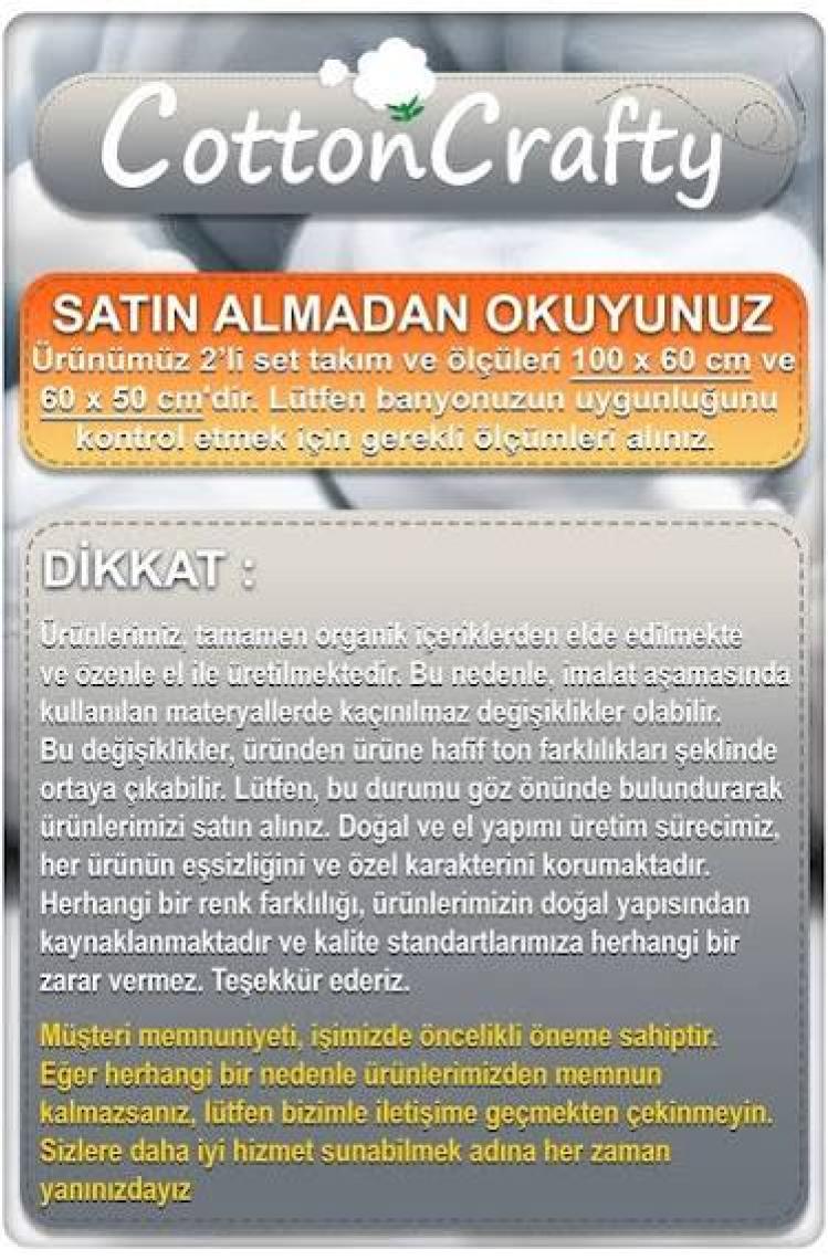 Cotton Crafty %100 Pamuk Dokuma Banyo Paspas Seti, Banyo Halısı Çiçek 60X100 - 60X50