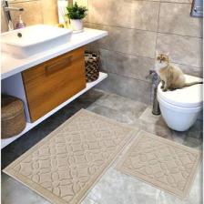 Cotton Crafty %100 Pamuk Dokuma Banyo Paspas Seti, Banyo Halısı Çiçek 60X100 - 60X50