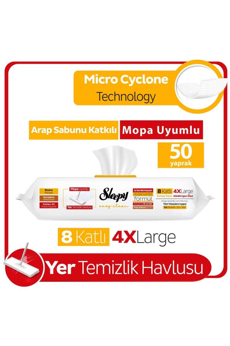 Easy Clean Arap Sabunu Katkılı Mopa Uyumlu Yer Temizlik Havlusu 50 Yaprak