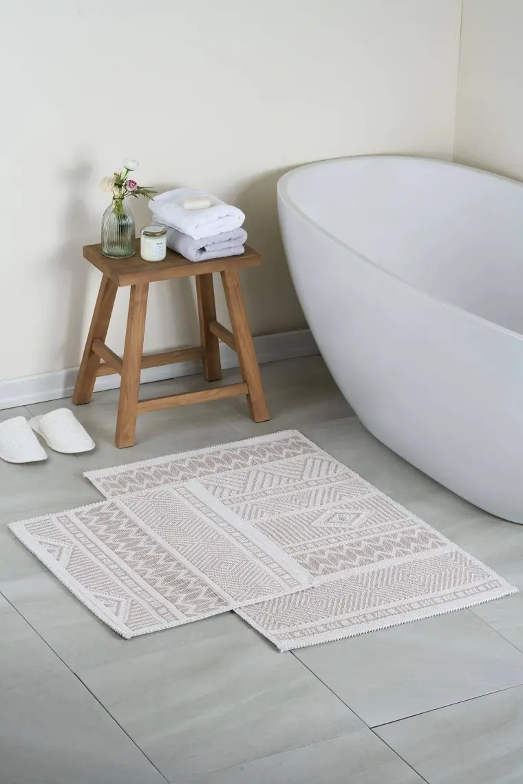 Marina Doğal Pamuklu 2'li Banyo Kilim Seti