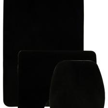 Bonny Home Damask 3’lü Düz Siyah Ultrasoft Banyo Halısı Paspası Seti Kaymaz Tabanlı Klozet Takımı