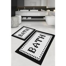 Decomia Home Black Bath Yıkanabilir 2li Banyo Halısı Paspası Klozet Takımı DC-8034 DC-8034