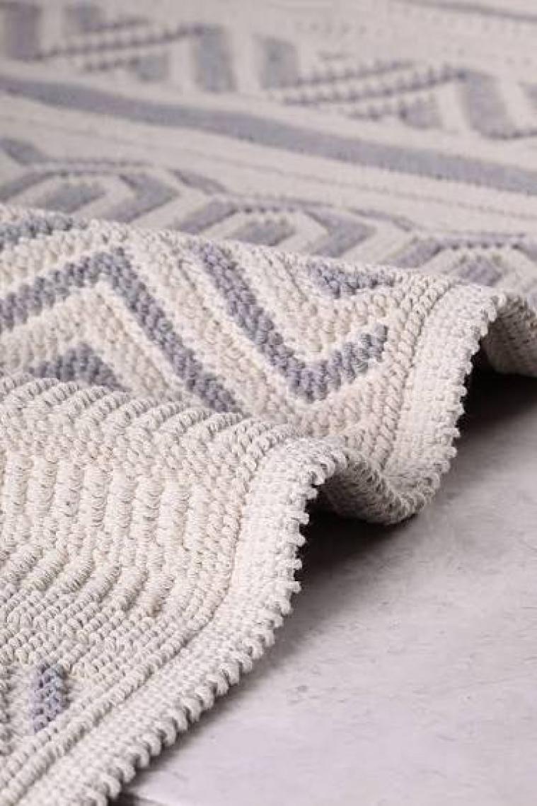 Bluenity Hat Doğal Pamuklu 2'li Banyo Kilim Seti