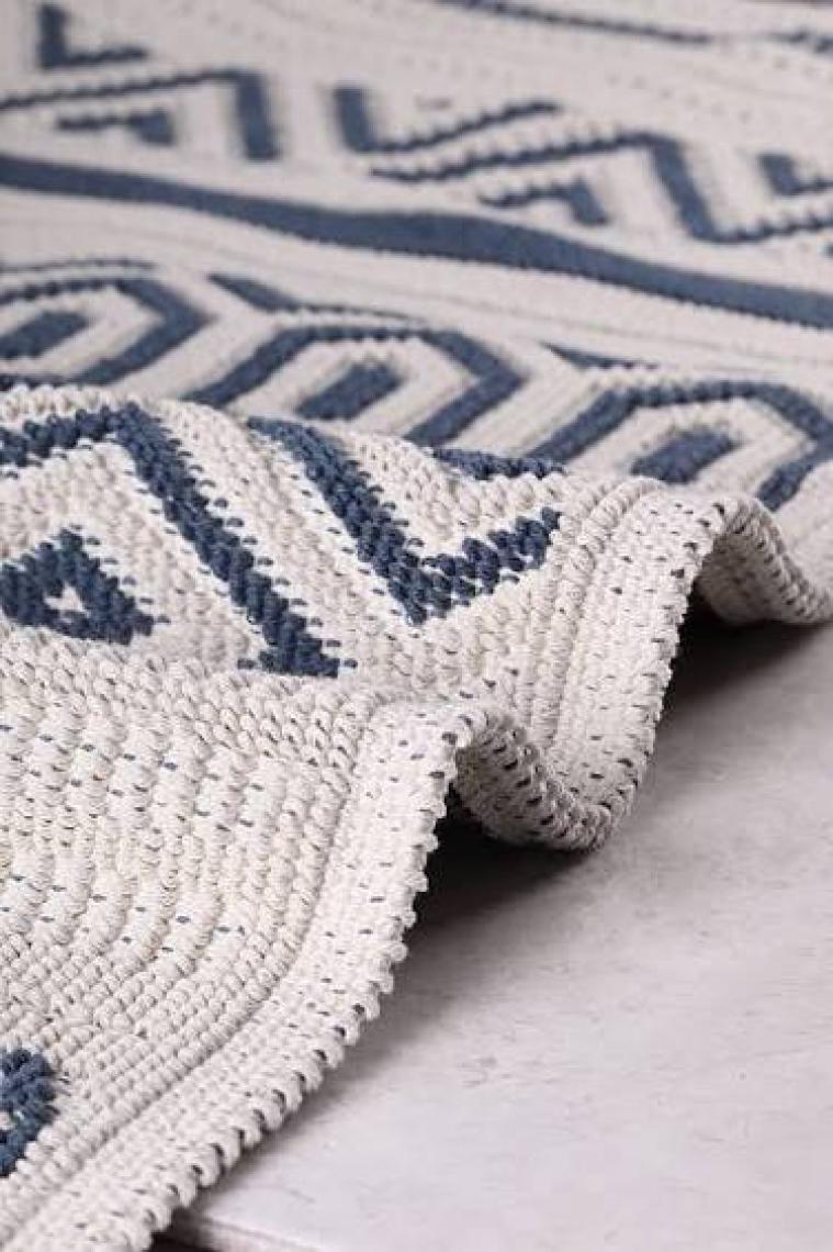 Bluenity Hat Doğal Pamuklu 2'li Banyo Kilim Seti