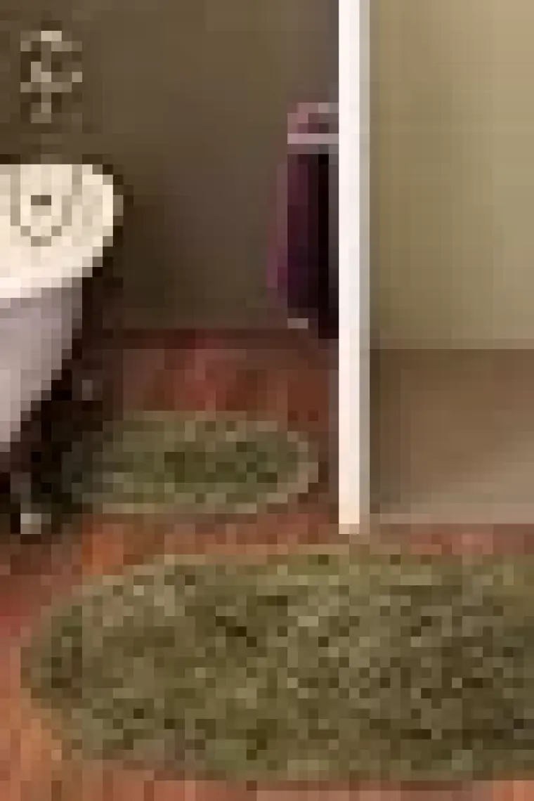 Alanur Home Damaks Oval Cotton Eskitme 2'li Paspas Seti Klozet Takımı Kahve
