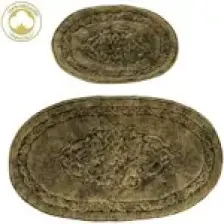 Alanur Home Damaks Oval Cotton Eskitme 2'li Paspas Seti Klozet Takımı Kahve