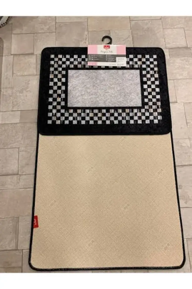 Brillant Megan Dama Çerçeve Desen Banyo Paspası 70X160 (70X110-70X50 İkili Takım)