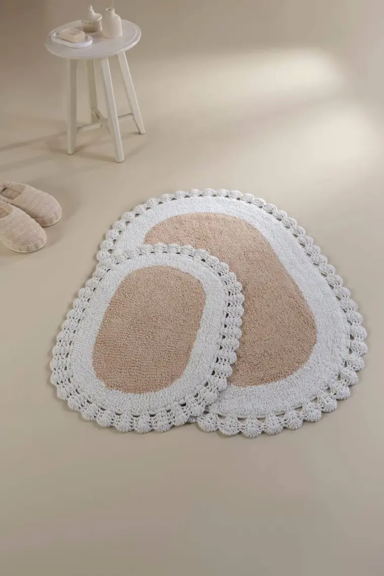 Irya Bianca 2’li Takım Banyo Paspası %100 Pamuk 40x60 + 60x90 Kahverengi