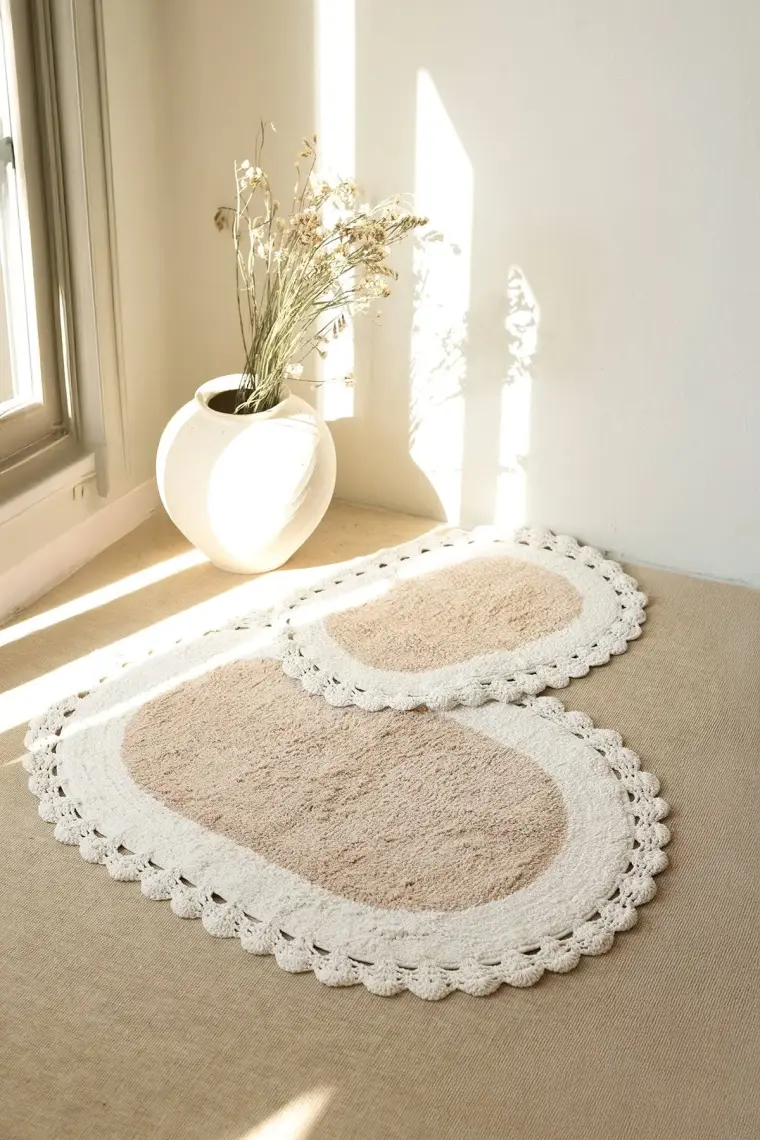Irya Bianca 2’li Takım Banyo Paspası %100 Pamuk 40x60 + 60x90 Kahverengi
