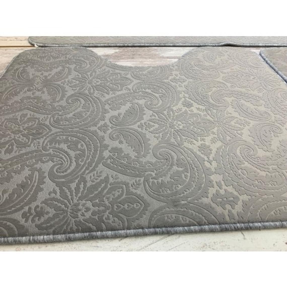 Bonny Home 3’lü Gri Ultrasoft Desenli Klozet Takımı Banyo Halısı Paspas Seti