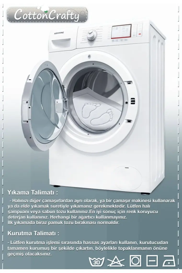 Cotton Crafty %100 Pamuk Dokuma Banyo Paspas Seti, Banyo Halısı Vera 60X100 - 60X50
