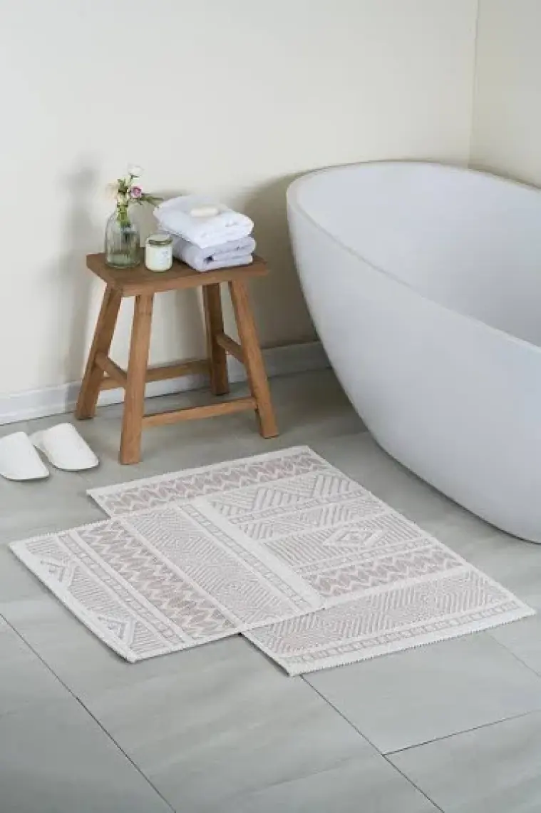 Marina Doğal Pamuklu 2'li Banyo Kilim Seti