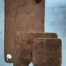 Bonny Home Ultrasoft Düz Kahve 3’lü Banyo Halısı Paspası Seti Kaymaz Deri Tabanlı Yıkanabilir Klozet Takımı