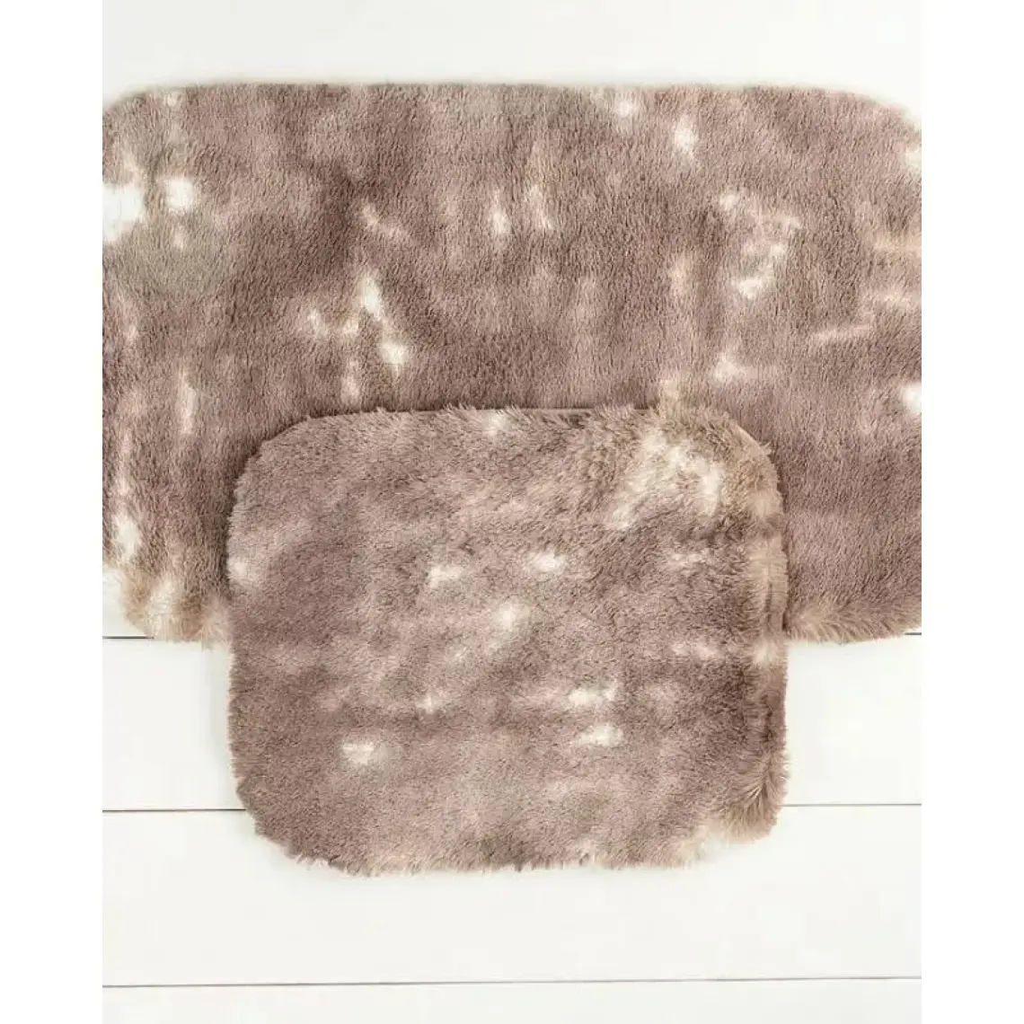 Madame Coco Damien 2'li Banyo Paspası - Beyaz/Kahve - 60x100 cm