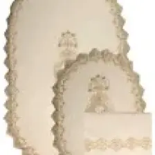 Bonny Home Lisa Krem 3lü Dantelli Klozet Takımı Çeyizlik Banyo Halısı Paspası Seti
