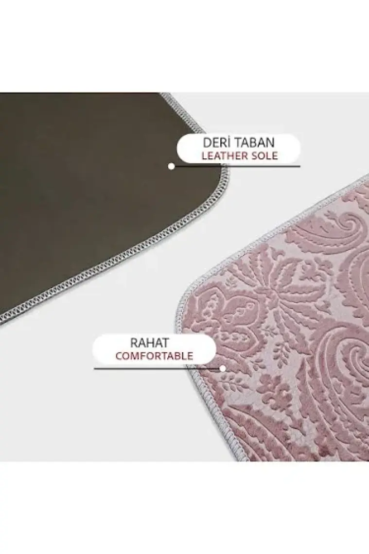 Bonny Home Ultrasoft Desenli 3lü Pudra Klozet Takımı Banyo Halısı Paspası Seti