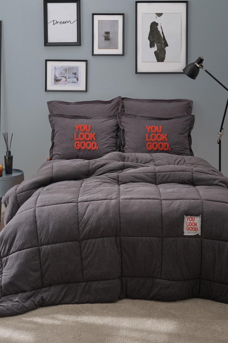 Karaca Home Motto Antrasit Çift Kişilik Cotton Comfort