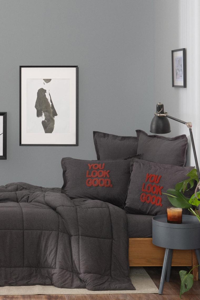 Karaca Home Motto Antrasit Çift Kişilik Cotton Comfort