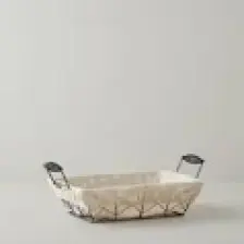 Woven Metal Ekmek Sepeti 30 x 23 x 8,5  cm  Krem