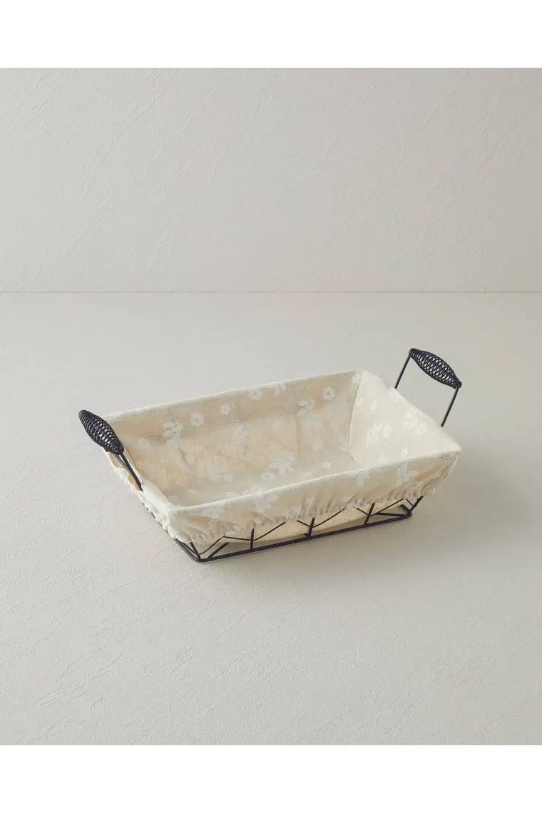 Woven Metal Ekmek Sepeti 30 x 23 x 8,5  cm  Krem