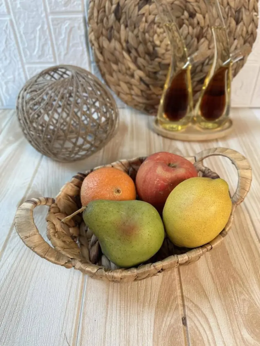 AtbyhomeHasır Rattan Ekmeklik Oval Ekmek Sepeti 24X18 cm