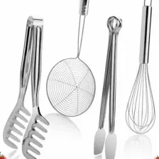 Barenda 4 Lü Paslanmaz Çelik Kevgir Çırpıcı Salata Maşası Izgara Maşası Çeyiz Set  Sağlam